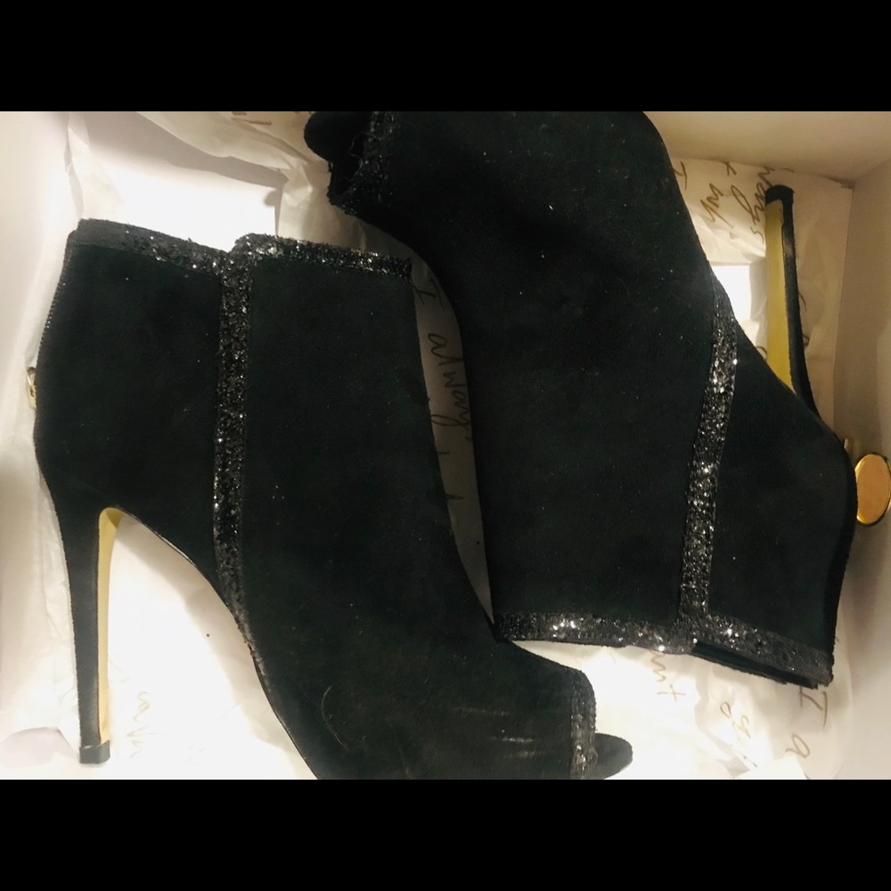 Open Toe Glitter Heels by Bebe